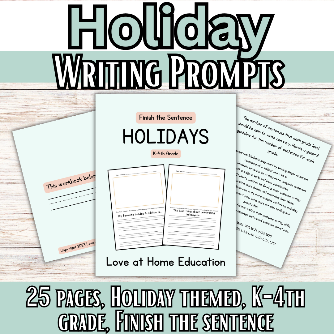 Writing Prompts: Finish the Sentence Writing Prompts for Grades K-4