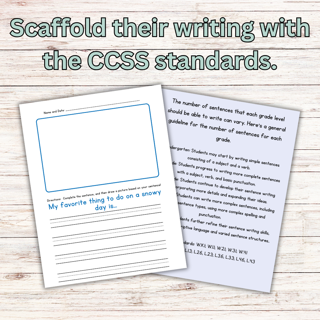 Writing Prompts: Finish the Sentence Writing Prompts for Grades K-4