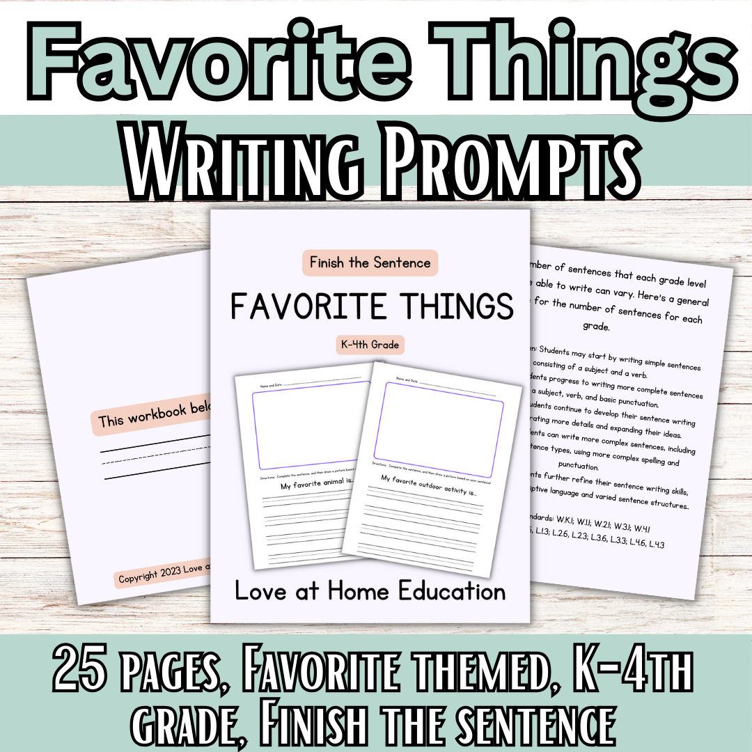 Writing Prompts: Finish the Sentence Writing Prompts for Grades K-4