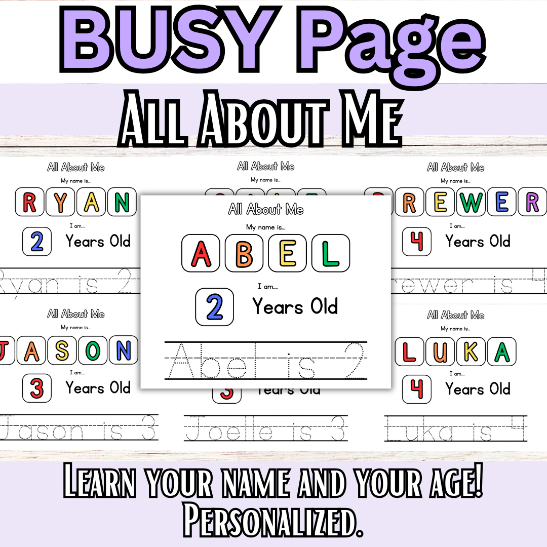 Personalized All About Me, Name Pages