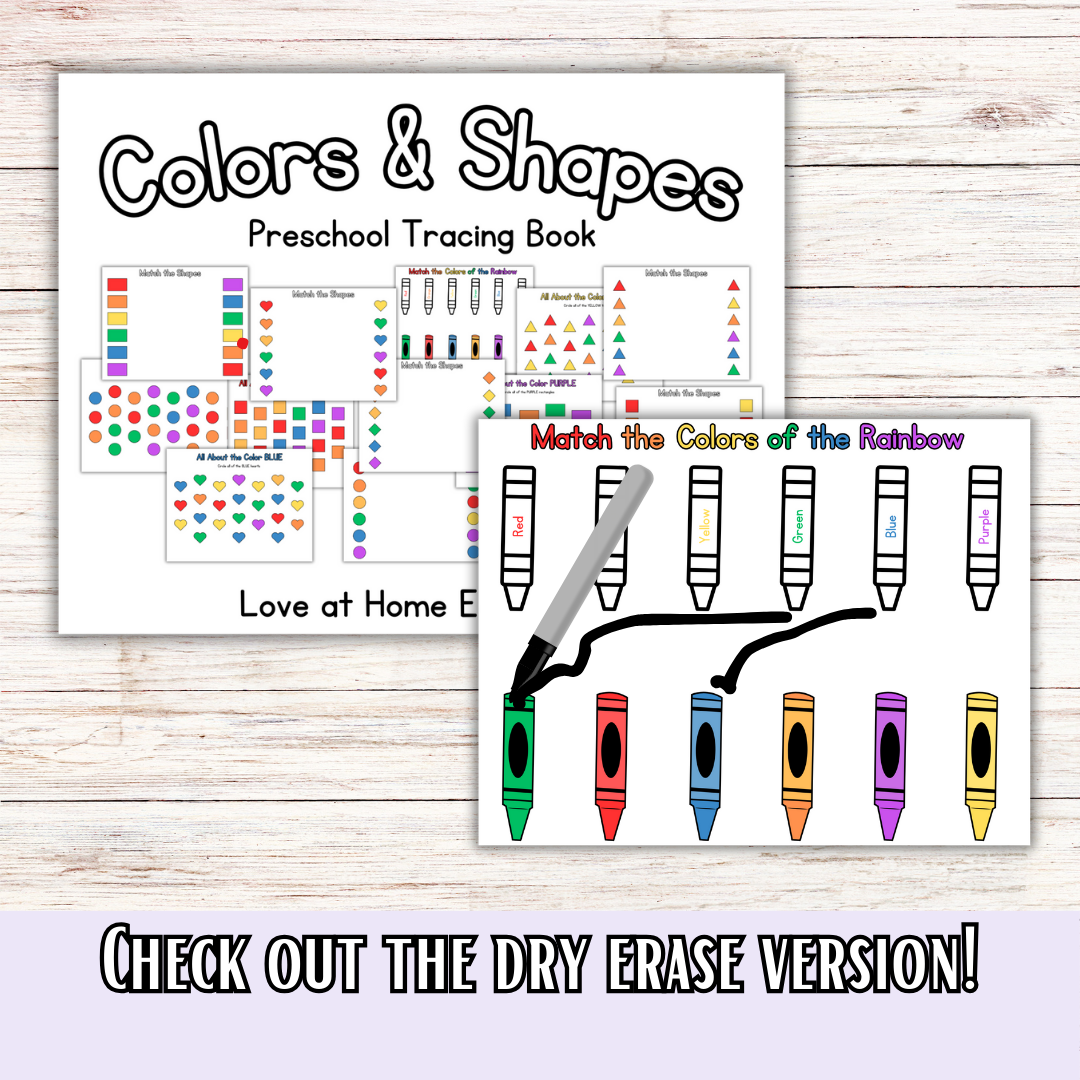 Preschool and Toddler Colors and Shapes TRACING and BUSY BOOK!