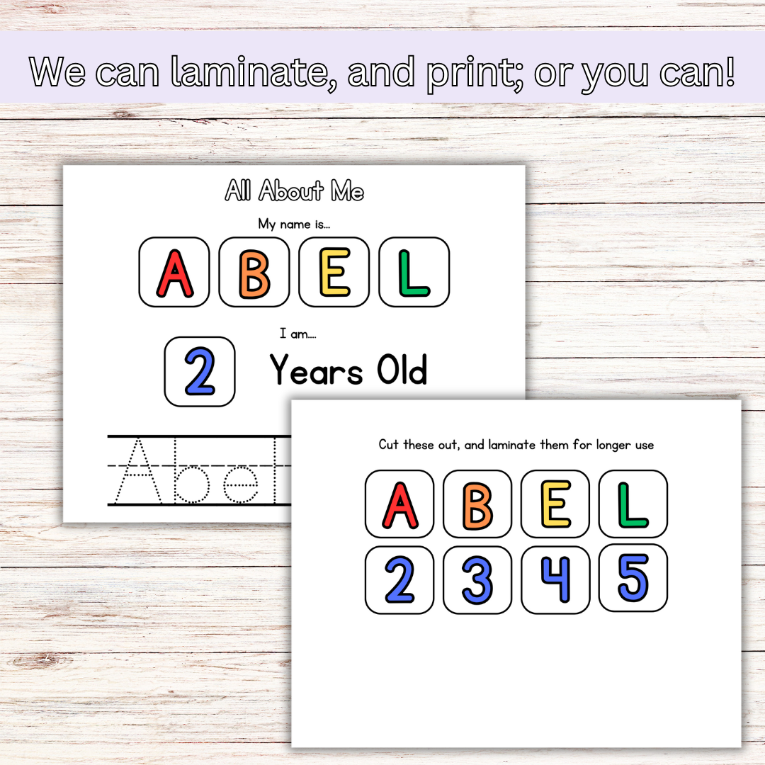 Personalized All About Me, Name Pages
