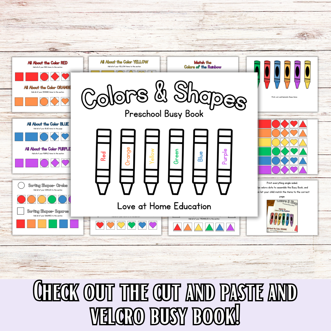 Preschool and Toddler Colors and Shapes TRACING and BUSY BOOK!