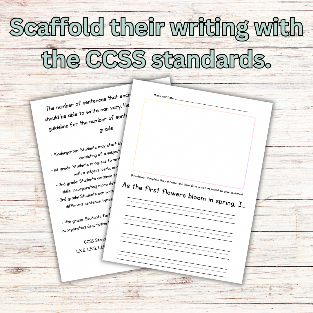 Writing Prompts: Finish the Sentence Writing Prompts for Grades K-4