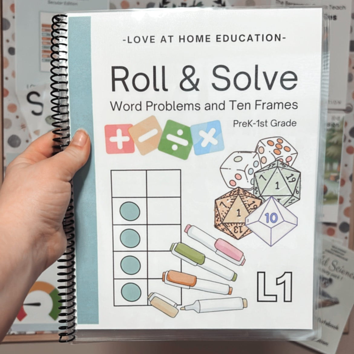 Roll & Solve: Reusable Math Book- PreK-1st Grade Level 1