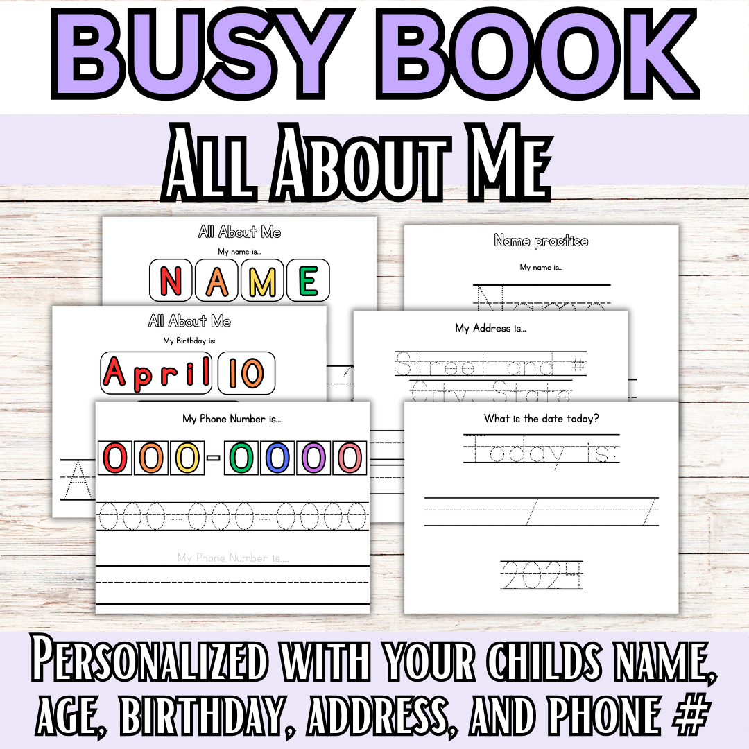 Personalized All About Me, Name Pages
