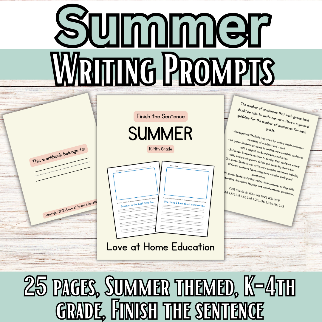 Writing Prompts: Finish the Sentence Writing Prompts for Grades K-4