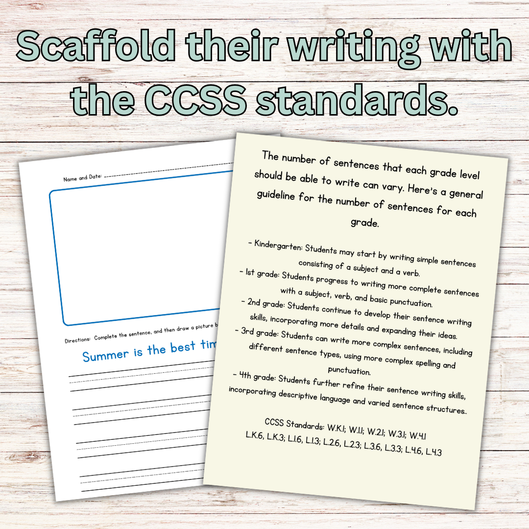 Writing Prompts: Finish the Sentence Writing Prompts for Grades K-4
