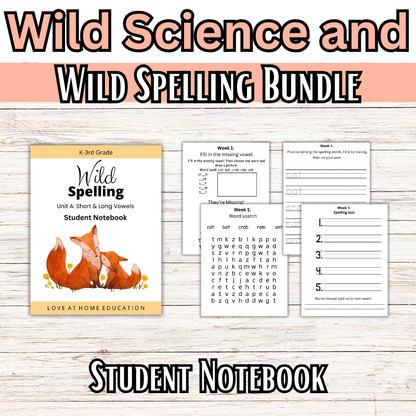 Wild Spelling and Science Bundle: Part A and K-3