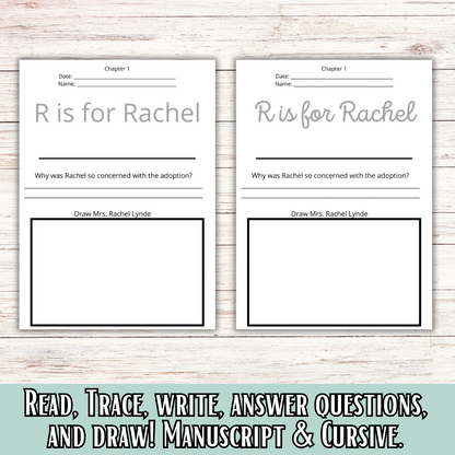 Anne of Green Gables Inspired Book Guides: Manuscript and Cursive