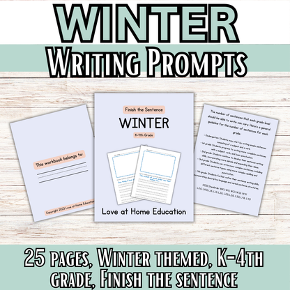 Writing Prompts: Finish the Sentence Writing Prompts for Grades K-4