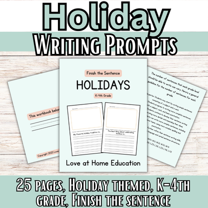 Writing Prompts: Finish the Sentence Writing Prompts for Grades K-4