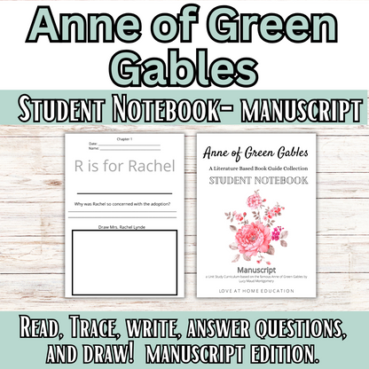 Anne of Green Gables Inspired Book Guides: Manuscript and Cursive
