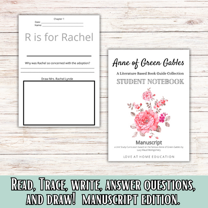 Anne of Green Gables Inspired Book Guides: Manuscript and Cursive