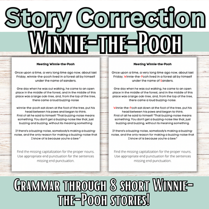 Story Correction Guides: Winnie the Pooh (Grammar Correcting for Elementary)