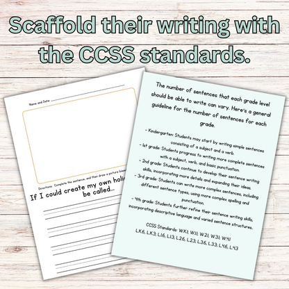 Writing Prompts: Finish the Sentence Writing Prompts for Grades K-4