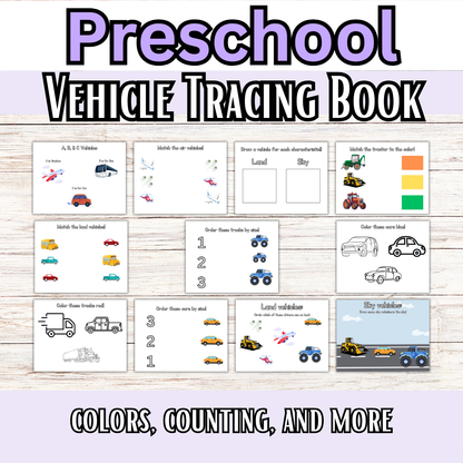 About Vehicles Tracing and Busy Book