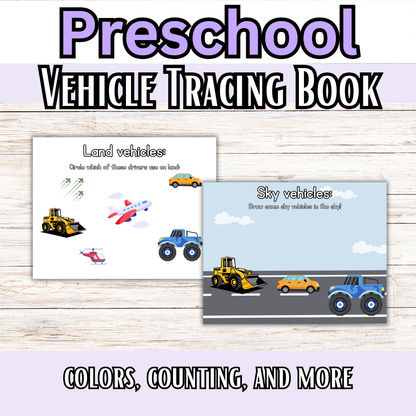About Vehicles Tracing and Busy Book
