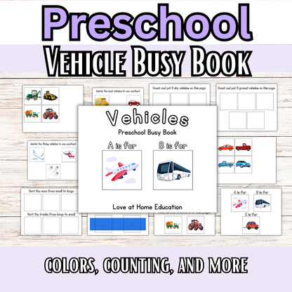 About Vehicles Tracing and Busy Book