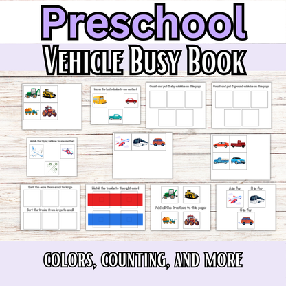 About Vehicles Tracing and Busy Book