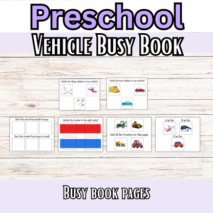 About Vehicles Tracing and Busy Book