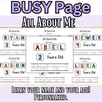 Personalized All About Me, Name Pages