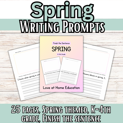 Writing Prompts: Finish the Sentence Writing Prompts for Grades K-4