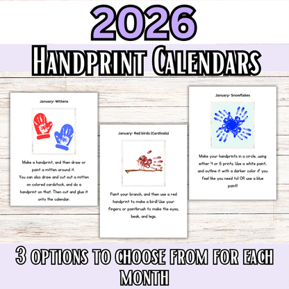 2026 Handprint Calendars- Great for Christmas Gifts!!