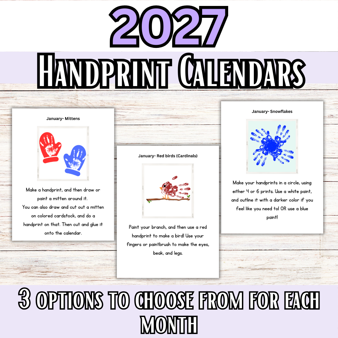 2027 Handprint Calendars- Great for Christmas Gifts!!