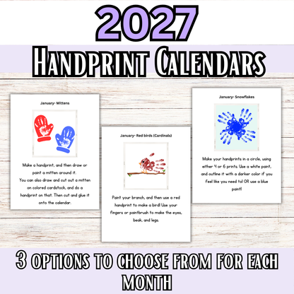 2027 Handprint Calendars- Great for Christmas Gifts!!