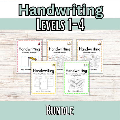 Handwriting Levels 1-4 Bundle: Manuscript