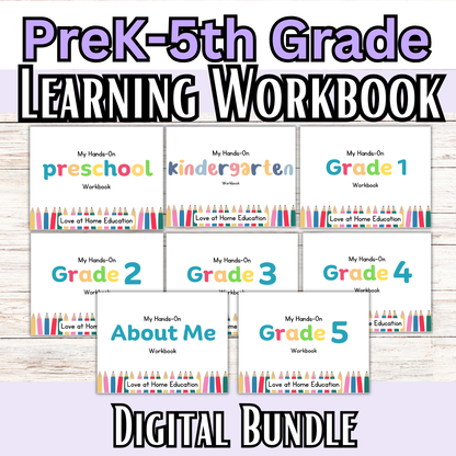 My Graded Hands on Workbooks- Preschool-5th Grade (Learning Books) Bundle