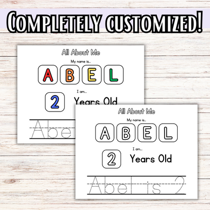 Personalized All About Me, Name Pages