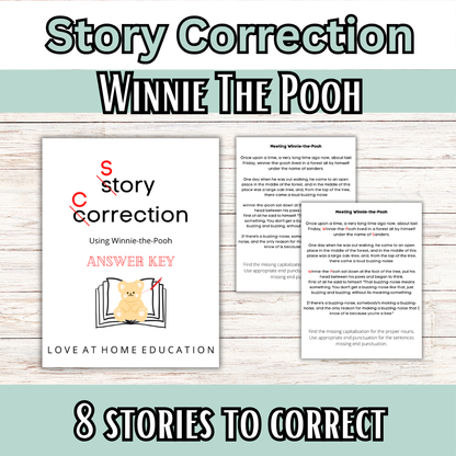 Story Correction Guides: Winnie the Pooh (Grammar Correcting for Elementary)