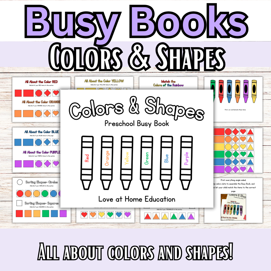 Preschool and Toddler Colors and Shapes TRACING and BUSY BOOK!