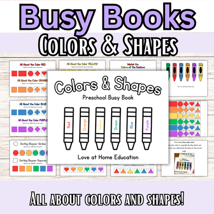 Preschool and Toddler Colors and Shapes TRACING and BUSY BOOK!