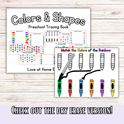 Preschool and Toddler Colors and Shapes TRACING and BUSY BOOK!