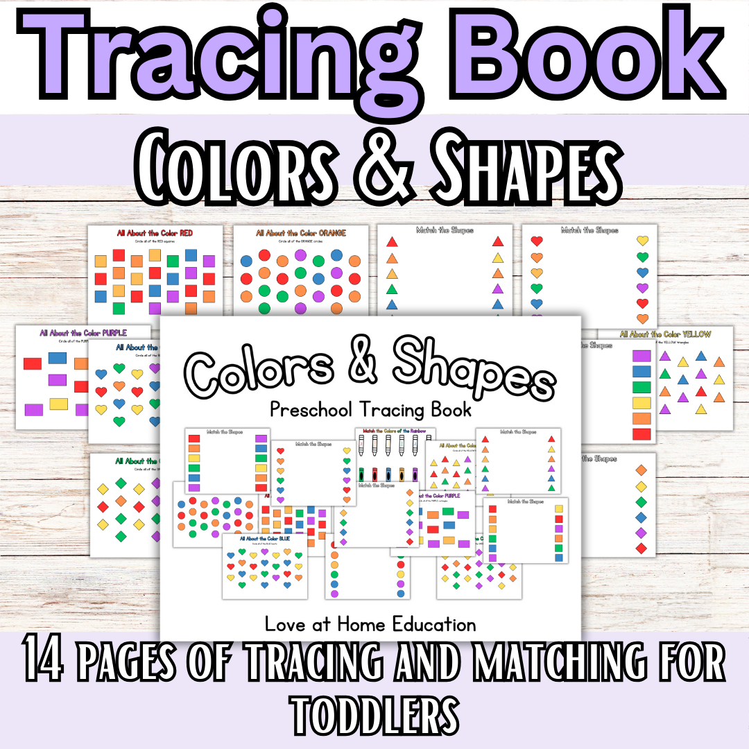 Preschool and Toddler Colors and Shapes TRACING and BUSY BOOK!