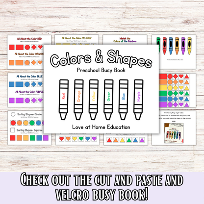 Preschool and Toddler Colors and Shapes TRACING and BUSY BOOK!