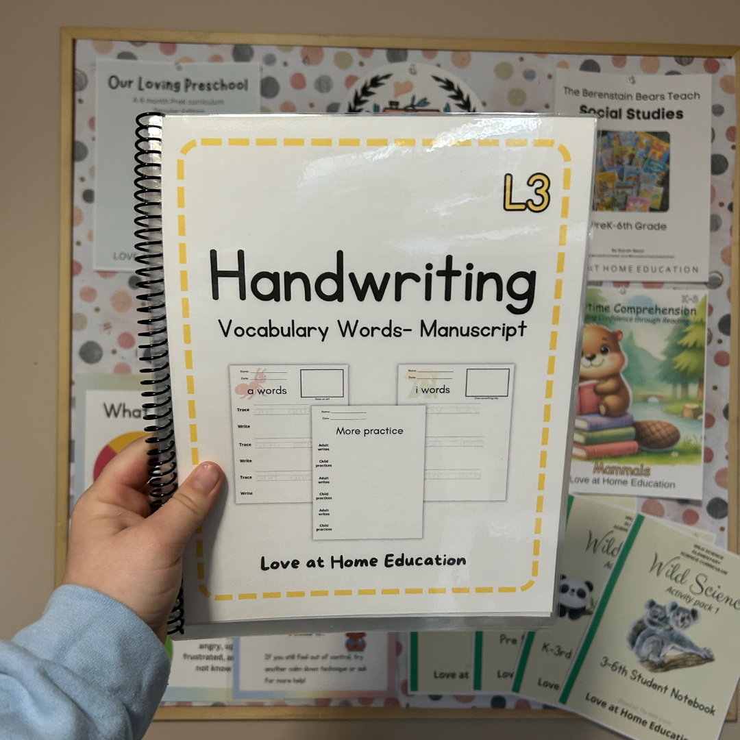 Manuscript Vocabulary Words (Handwriting L3)