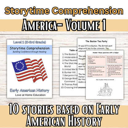 Storytime Comprehension: Inspiring Confidence in Young Readers (America Volume 1, Reading Comprehension) K-6th Grade
