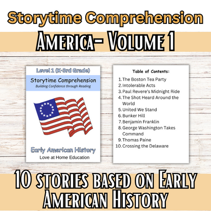 Storytime Comprehension: Inspiring Confidence in Young Readers (America Volume 1, Reading Comprehension) K-6th Grade