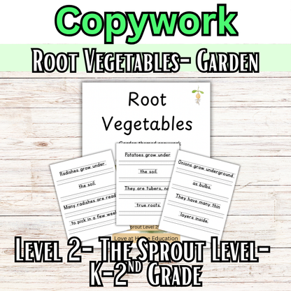 Root Vegetables: Garden Themed Copywork (PreK-8th)