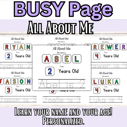 Personalized All About Me, Name Pages
