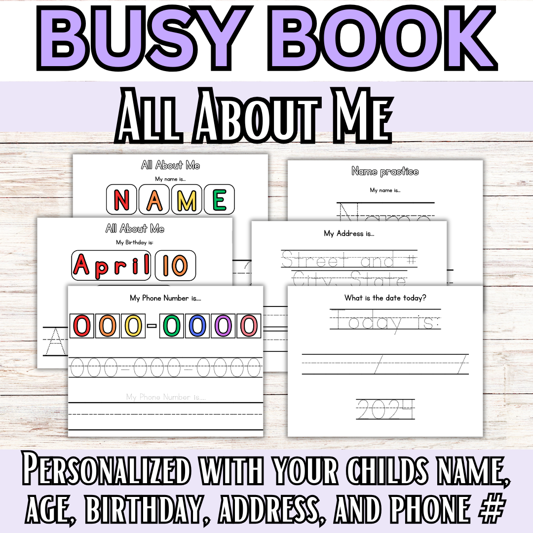 Personalized All About Me, Name Pages