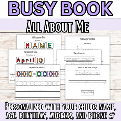 Personalized All About Me, Name Pages