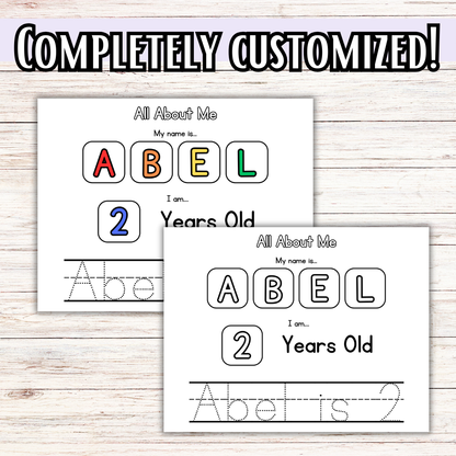 Personalized All About Me, Name Pages