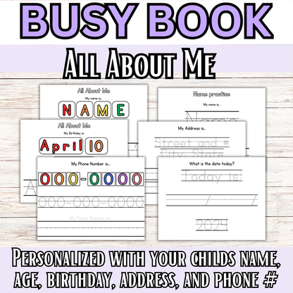 Personalized All About Me, Name Pages