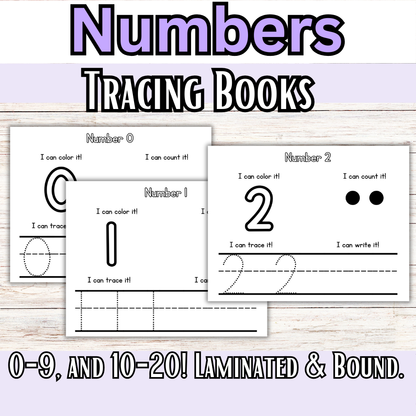 Numbers Tracing Books- 0-9, 10-20, and 0-99
