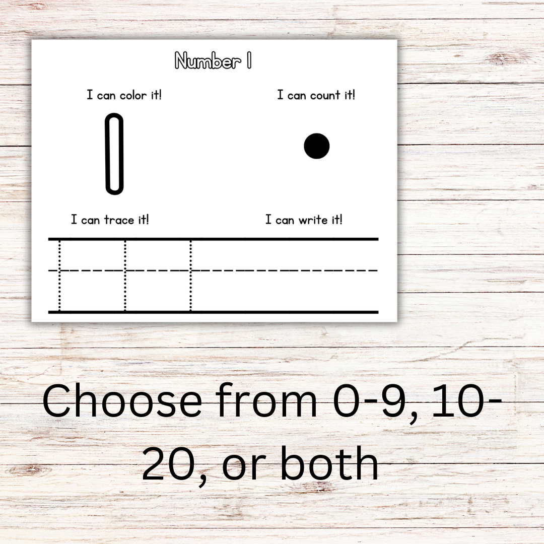 Numbers Tracing Books- 0-9, 10-20, and 0-99